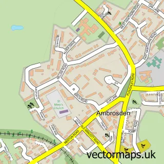 Street map sample of Ambrosden, Oxfordshire
