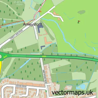 Street map sample of Ameysford, Dorset