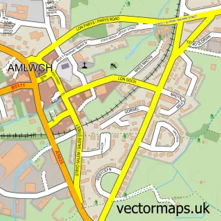 Street map sample of Amlwch, Gwynedd