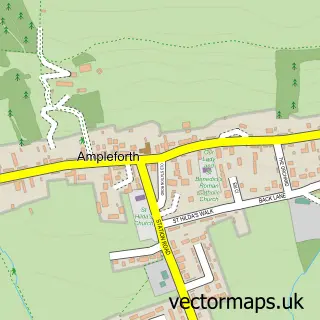 Street map sample of Ampleforth, North Yorkshire