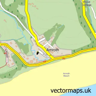 Street map sample of Amroth, Dyfed