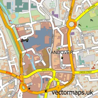 Street map sample of Andover, Hampshire
