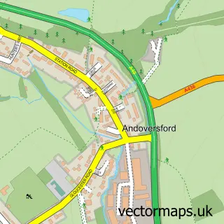 Street map sample of Andoversford, Gloucestershire