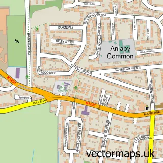 Street map sample of Anlaby Common, East Riding of Yorkshire
