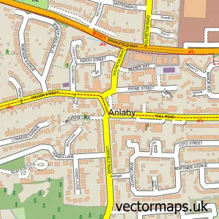 Street map sample of Anlaby, East Riding of Yorkshire