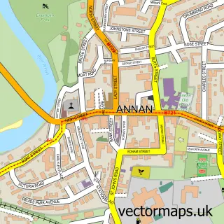Street map sample of Annan, Dumfries