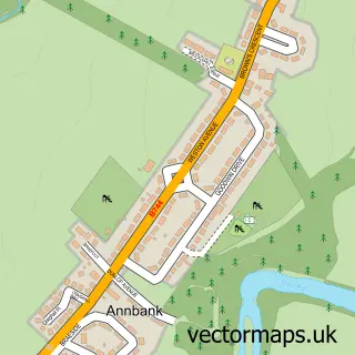 Street map sample of Annbank, Ayrshire and Arran