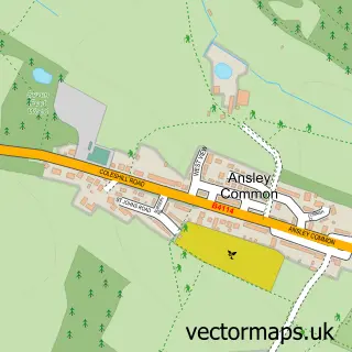 Street map sample of Ansley Common, Warwickshire