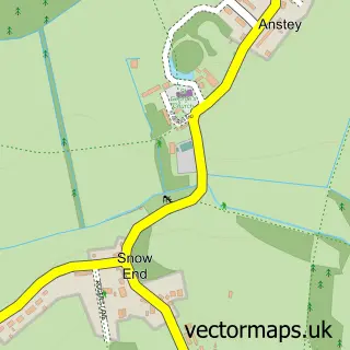 Street map sample of Anstey, Hertfordshire