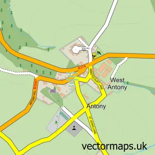 Street map sample of Antony, Cornwall