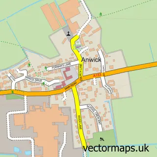 Street map sample of Anwick, Lincolnshire