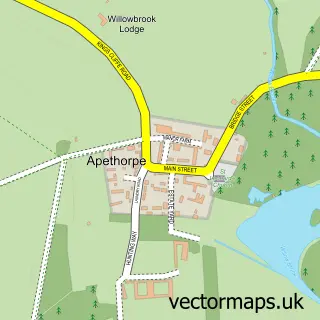 Street map sample of Apethorpe, Northamptonshire