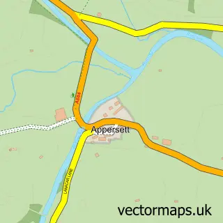 Street map sample of Appersett, North Yorkshire