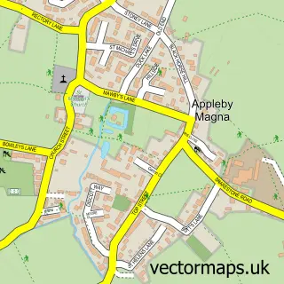 Street map sample of Appleby Magna, Leicestershire