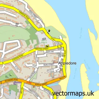 Street map sample of Appledore, Devon