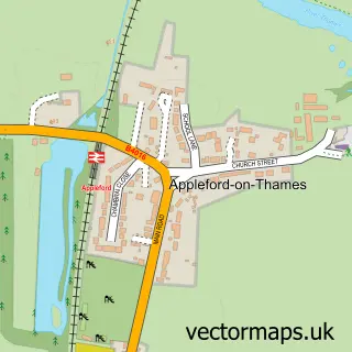 Street map sample of Appleford-on-Thames, Oxfordshire