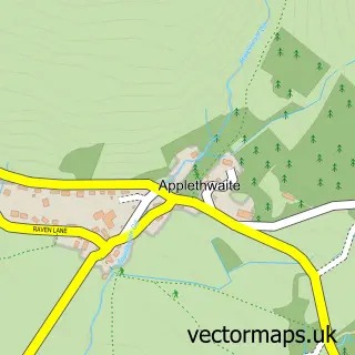 Street map sample of Applethwaite, Cumbria