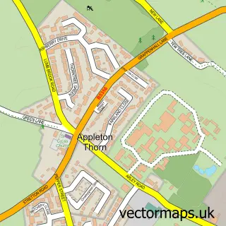 Street map sample of Appleton Thorn, Cheshire