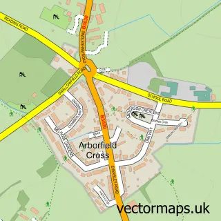 Street map sample of Arborfield, Berkshire