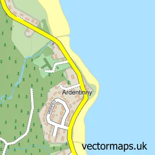 Street map sample of Ardentinny, Argyll and Bute