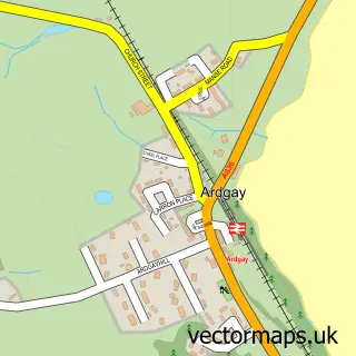 Street map sample of Ardgay, Sutherland