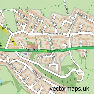 Street map sample of Ardsley, South Yorkshire