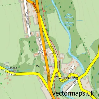 Street map sample of Argoed, Gwent