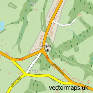 Street map sample of Argos Hill, East Sussex