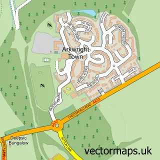 Street map sample of Arkwright Town, Derbyshire