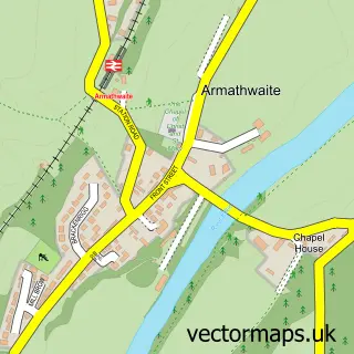 Street map sample of Armathwaite, Cumbria