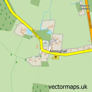 Street map sample of Arminghall, Norfolk