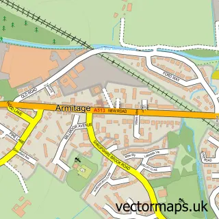Street map sample of Armitage, Staffordshire
