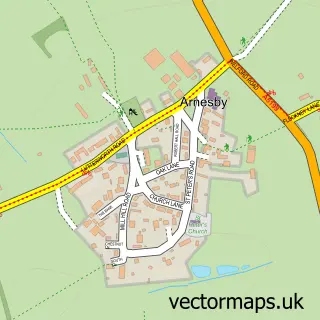 Street map sample of Arnesby, Leicestershire