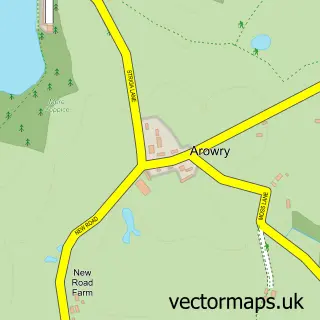 Street map sample of Arowry, Clwyd