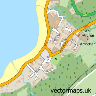 Street map sample of Arrochar, Dunbartonshire