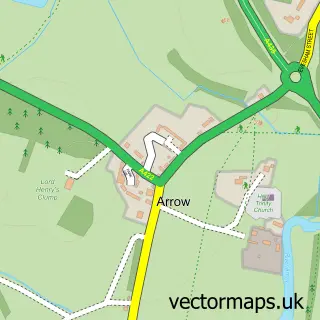 Street map sample of Arrow, Warwickshire