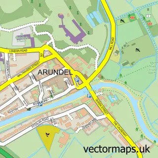 Street map sample of Arundel, West Sussex