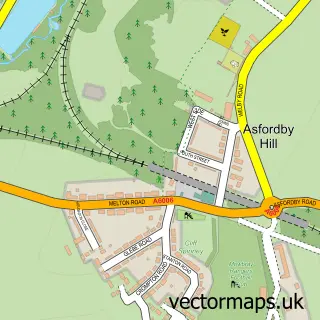 Street map sample of Asfordby Hill, Leicestershire