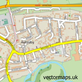 Street map sample of Asfordby, Leicestershire