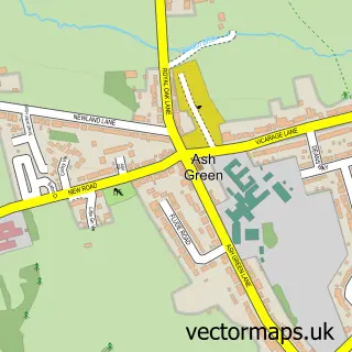 Street map sample of Ash Green, Warwickshire