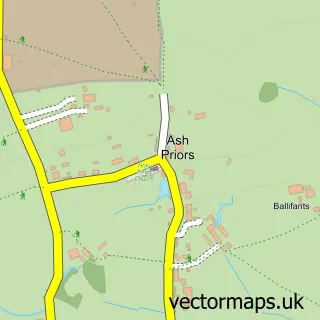 Street map sample of Ash Priors, Somerset