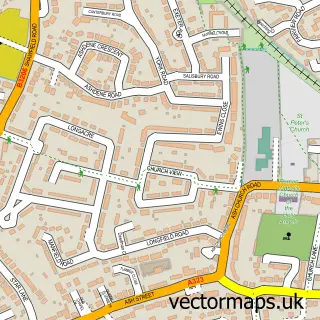 Street map sample of Ash, Surrey