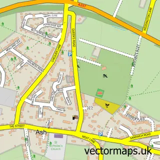 Street map sample of Ash, Kent