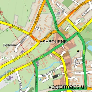 Street map sample of Ashbourne, Derbyshire