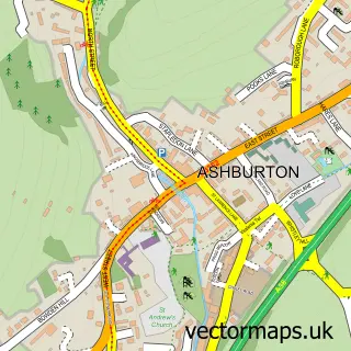 Street map sample of Ashburton, Devon