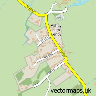 Street map sample of Ashby cum Fenby, Lincolnshire