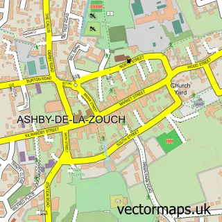 Street map sample of Ashby de la Zouch, Leicestershire