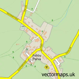 Street map sample of Ashby Parva, Leicestershire