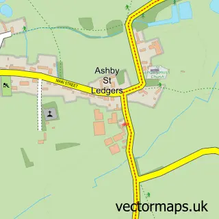Street map sample of Ashby St Ledgers, Northamptonshire