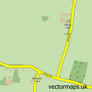 Street map sample of Ashby, Norfolk